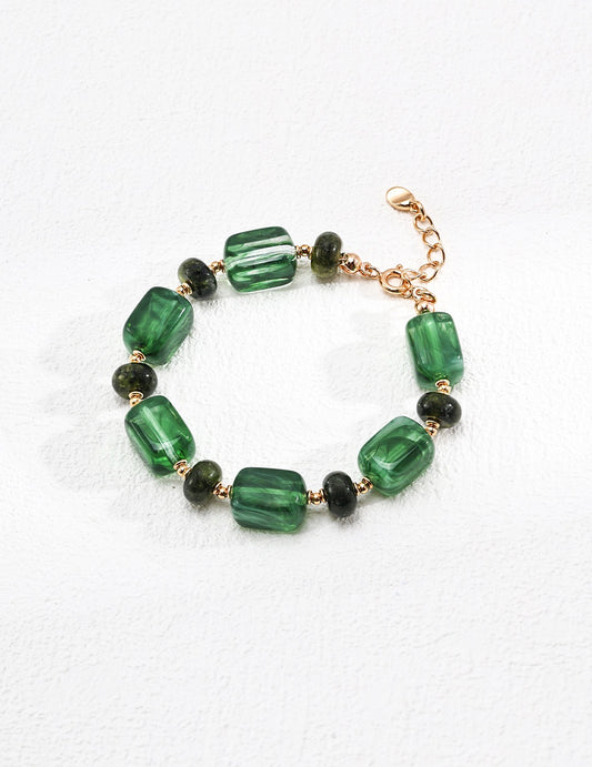 925 Sterling Silver Gold-Plated Bracelet with Resin Stone