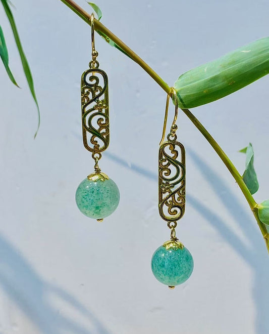 Strawberry Quartz Gold-Plated Earrings-925 Sterling Silver Gold-Plated Ear Hooks